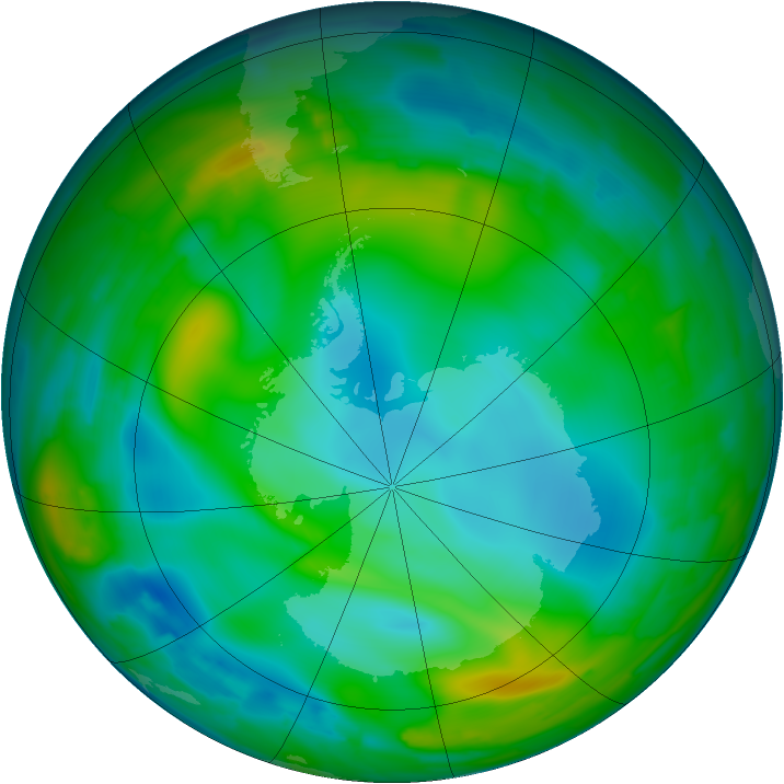 Antarctic ozone map for 01 July 2012